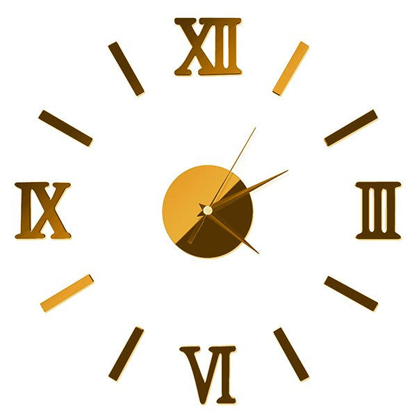3D DIY Mirror Surface Wall Clock Roman Numeral