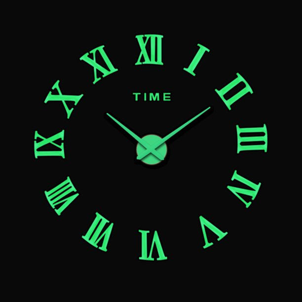 Large 3D DIY Luminous Roman Numerals Clock Acrylic Wall Clock