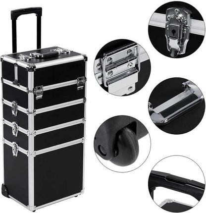 4 in 1 Professional Aluminium Makeup Cosmetics Travel Case