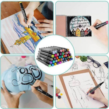 80Pcs Art Sketch Drawing Twin Marker Painting Pen Set - Discount Dealz