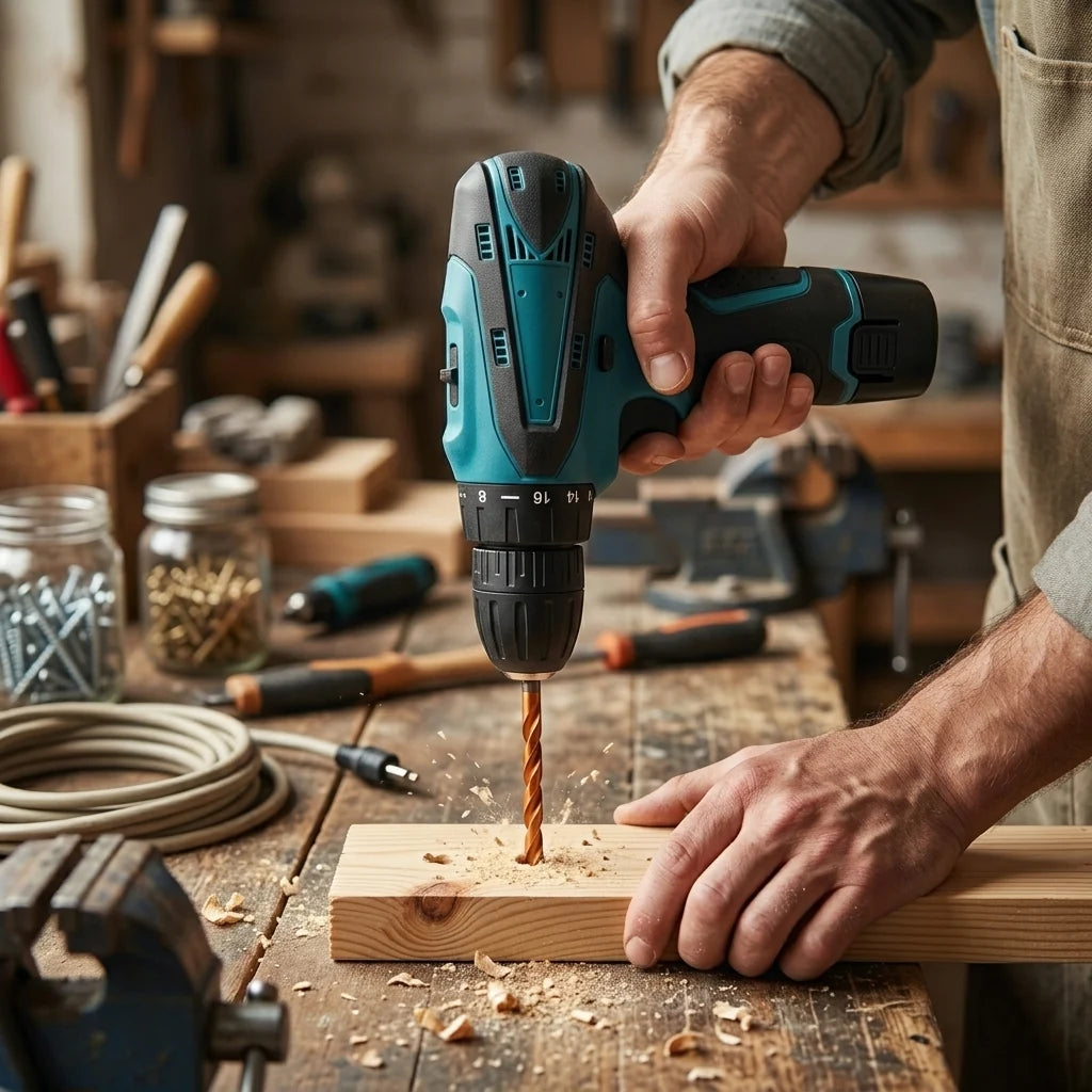Cordless Electric Drill with Battery & Charger