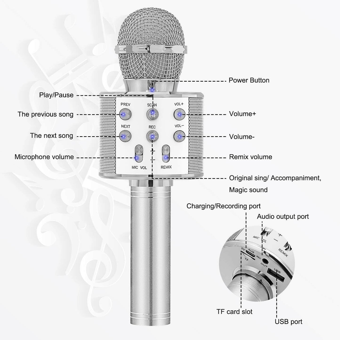 Wireless Portable Bluetooth Karaoke Microphone