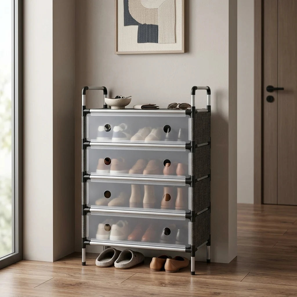 4 Tier Dust Proof Shoe Rack with Closed Covers