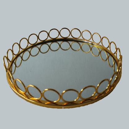 American Round Loop Mirror Tray Gold - Medium2