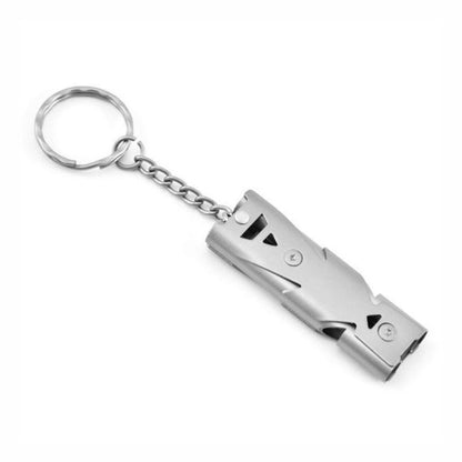 Double Pipe High Decibel Stainless Steel Outdoor Emergency Survival Whistle Keychain1