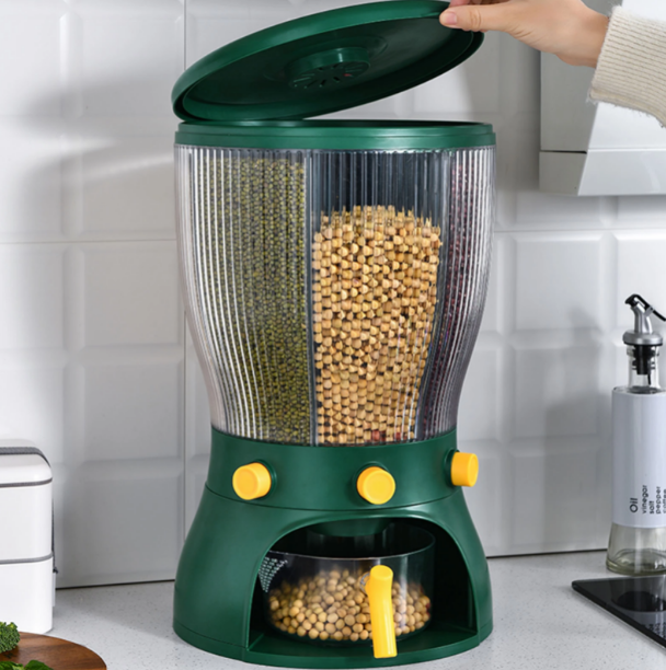 Multifunctional Rotating Grain Storage Box With Lid1