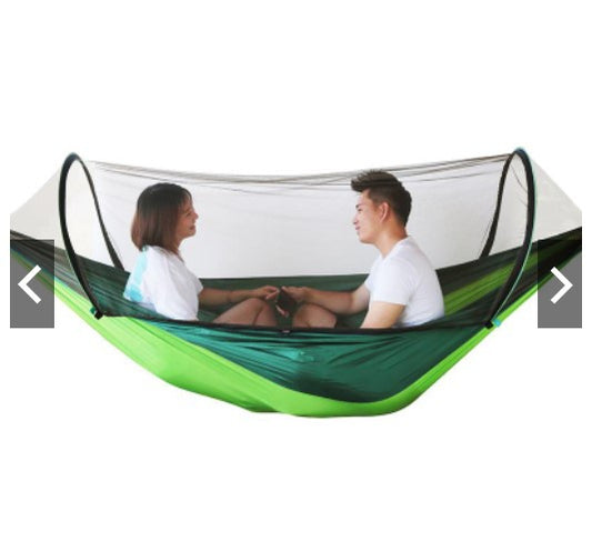 Portable Automatic Quick opening Nylon Hammock with Mosquito Net 290x140cm