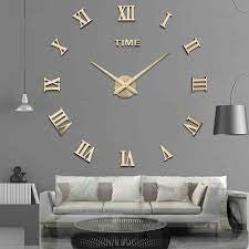 3D DIY Mirror Surface Wall Clock Roman Numerals