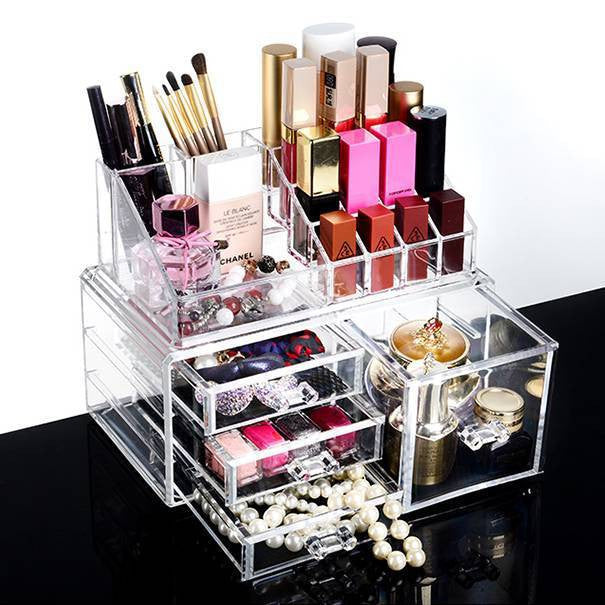 Cosmetic Storage Box With 1 Large and 3 Small Drawers - Perfect-Dealz